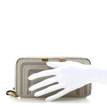 CHLOE Calfskin Marcie Long Zip Around Wallet Dove