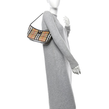 BURBERRY Coated Canvas Vintage Check Calfskin Mini Highlands Shoulder Bag Sand