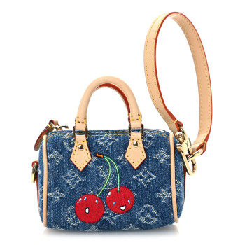 LOUIS VUITTON LV X TM Monogram Denim Cerises Micro Speedy Bag Charm Blue