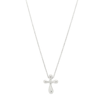 TIFFANY Sterling Silver 12mm Elsa Peretti Cross Pendant Necklace