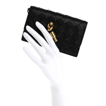 BOTTEGA VENETA Nappa Intrecciato Andiamo Large Flap Wallet Black