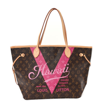 LOUIS VUITTON Monogram Hawaii V Neverfull MM Hot Pink