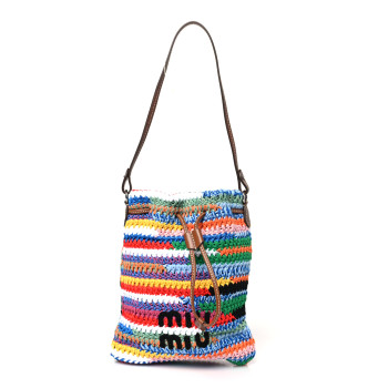 MIU MIU Fabric Crochet Drawstring Pouch Multicolor