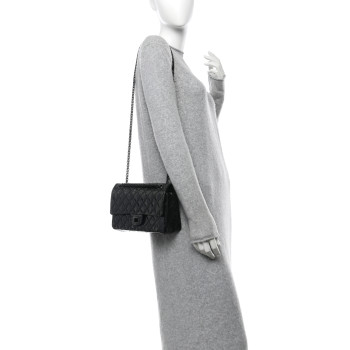 CHANEL Glazed Aged Calfskin Quilted 2.55 Reissue 225 Flap So Black