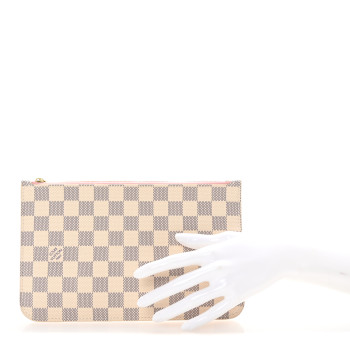 LOUIS VUITTON Damier Azur Neverfull MM GM Pochette Rose Ballerine