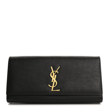 SAINT LAURENT Grain De Poudre Monogram Cassandre Clutch Black