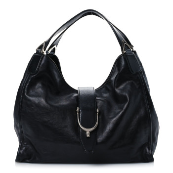 GUCCI Calfskin Medium Soft Stirrup Shoulder Bag Black GUCCI Calfskin Medium Soft Stirrup Shoulder Bag Black
