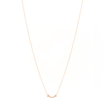 TIFFANY 18K Rose Gold Mini T Smile Pendant Necklace