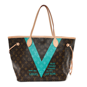 LOUIS VUITTON Monogram V Neverfull MM Turquoise