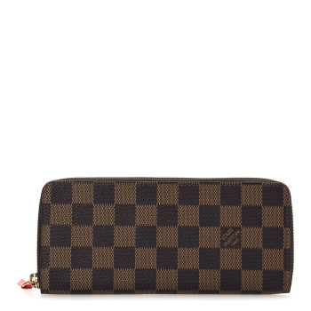LOUIS VUITTON Damier Ebene Clemence Wallet Cherry