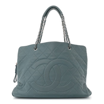 CHANEL Caviar Quilted Timeless CC Tote Blue