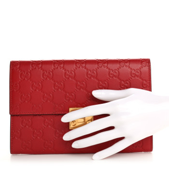 GUCCI Guccissima Padlock Clutch Hibiscus Red