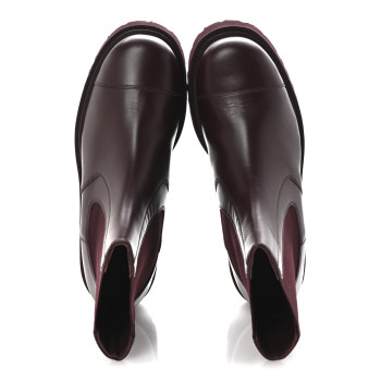 CHANEL Calfskin Cap Toe CC Short Boots 40.5 Burgundy
