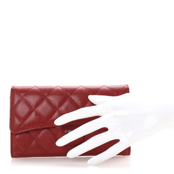 CHANEL Caviar Quilted Large Flap Wallet Red