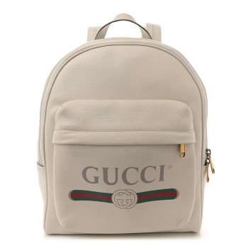 GUCCI Calfskin Logo Day Backpack Mystic White
