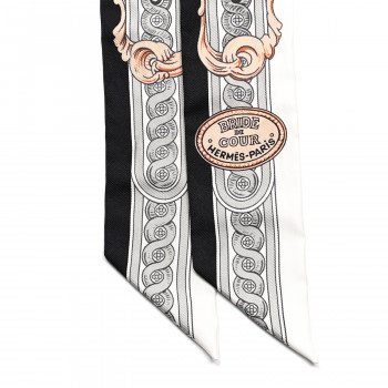 HERMES Silk Bride De Cour Twilly Black White Or Rose 893612