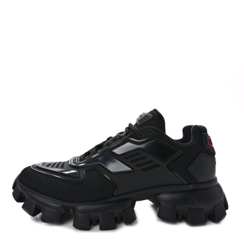 PRADA Rubber Knit Fabric Mens Cloudbust Thunder Sneakers 10 Black