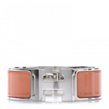 HERMES Enamel Wide Clic Clac H Bracelet PM Peach Melba