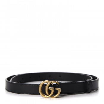 GUCCI Calfskin Double G 20mm Belt 90 36 Black