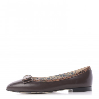 GUCCI Malaga Kid Elaphe Yva Ballet Flats 40 Cocoa