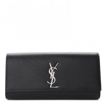 SAINT LAURENT Grain De Poudre Monogram Cassandre Clutch Black SAINT LAURENT Grain De Poudre Monogram Cassandre Clutch Black