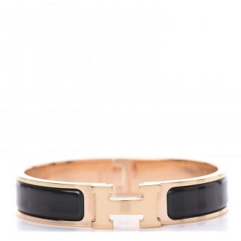 HERMES Enamel Narrow Clic Clac H Bracelet PM Black