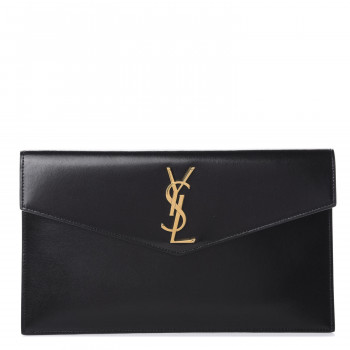SAINT LAURENT Smooth Shiny Calfskin Monogram Uptown Pouch Black SAINT LAURENT Smooth Shiny Calfskin Monogram Uptown Pouch Black