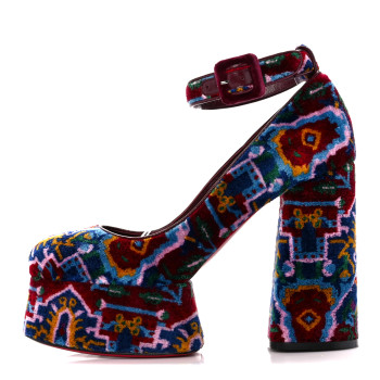 CHRISTIAN LOUBOUTIN Velvet Broderie Tapis Loubi Mystery Yazefir 130mm Platform Pumps 39 Multicolor