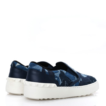 スニーカー 25ss Valentino Garavani Navy Blue Canvas Slip Ons Valentino Garavani open no lace white navy blue womens