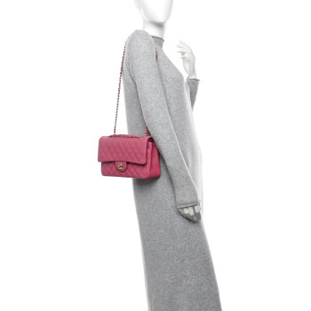 CHANEL Lambskin Quilted Medium Double Flap Pink
