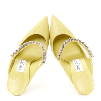 JIMMY CHOO Lizard Embossed Crystal Bing 100 Pumps 37 Yellow