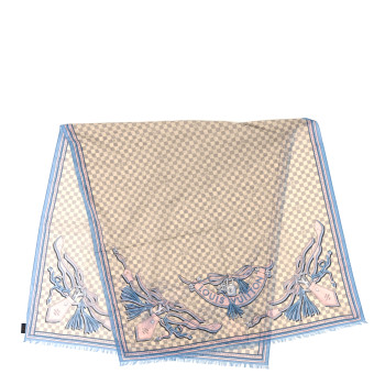 LOUIS VUITTON Cotton Damier Azur Straps Stole