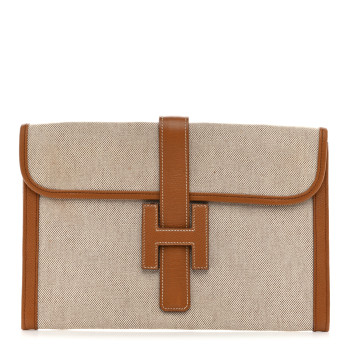 HERMES Peau Porc Toile Jige PM Clutch