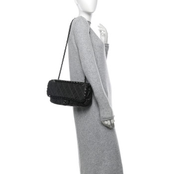 CHANEL Calfskin Quilted Medium Chain Me Flap Grey