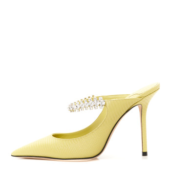 JIMMY CHOO Lizard Embossed Crystal Bing 100 Pumps 37 Yellow