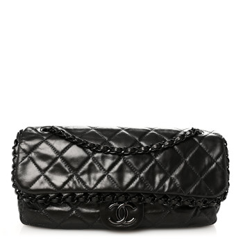 CHANEL Calfskin Quilted Medium Chain Me Flap Grey