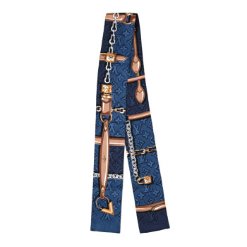 LOUIS VUITTON Silk Denimgram Confidential Bandeau Denim Blue