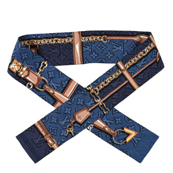 LOUIS VUITTON Silk Denimgram Confidential Bandeau Denim Blue