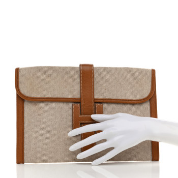 HERMES Peau Porc Toile Jige PM Clutch