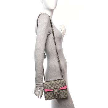 GUCCI GG Supreme Monogram Mini Dionysus Shoulder Bag Pink