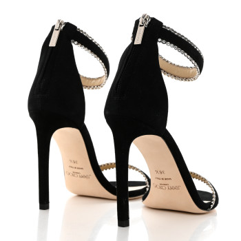 JIMMY CHOO Suede Jewel Dochas 100 Open Toe Sandals 36.5