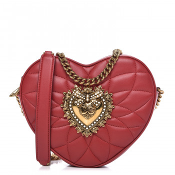 DOLCE & GABBANA Calfskin Devotion Heart Zip Crossbody Bag