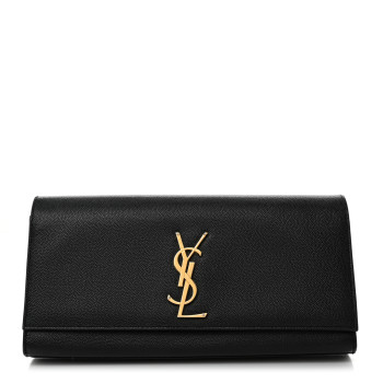 SAINT LAURENT Grain De Poudre Monogram Cassandre Clutch Black