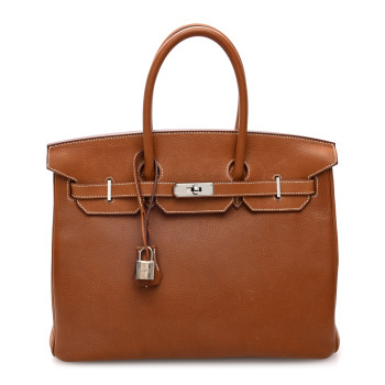 HERMES Natural Barenia Faubourg Birkin 35 Fauve