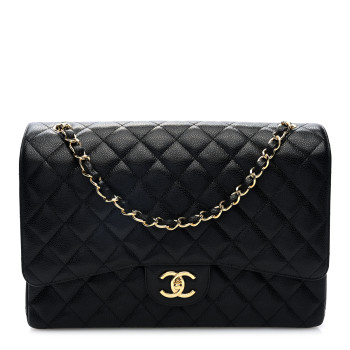 CHANEL Caviar Quilted Maxi Double Flap Black