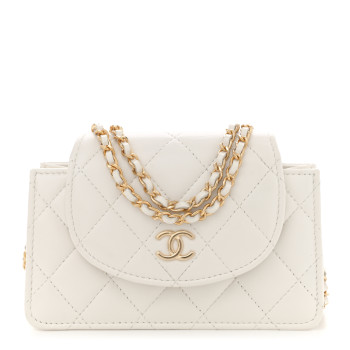 CHANEL Quilted Flap With Chain White