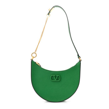 VALENTINO GARAVANI Grainy Calfskin Mini Vlogo Hobo Bag Gea Green