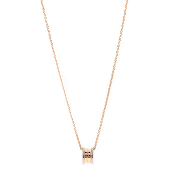 BULGARI 18K Rose White Gold B.Zero1 Pendant Necklace
