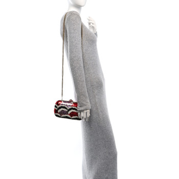 GUCCI Brocade Sequin Crystal Broadway Clutch Multicolor