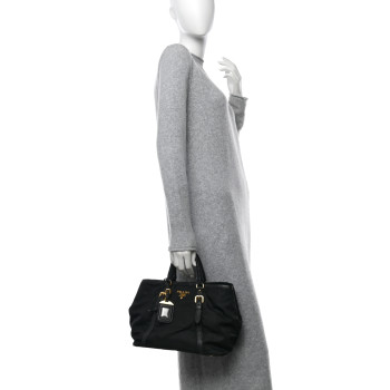 PRADA Tessuto Nylon Vitello Daino Tote Black